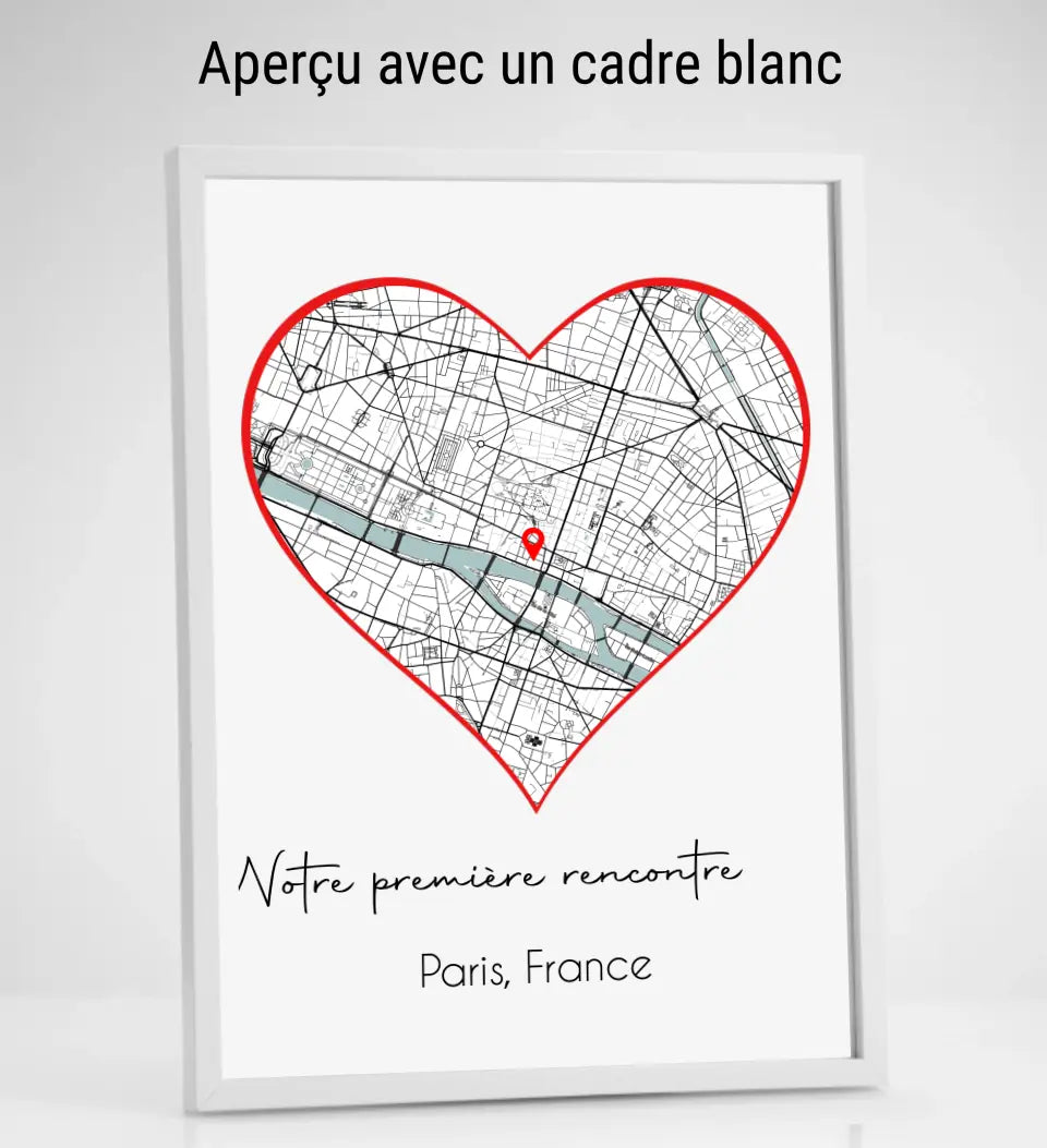 Cadre personnalisé | Maps coeur